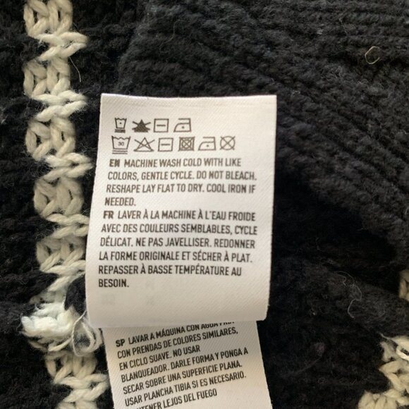 American Eagle Striped Oversized Crew Neck Pocket Sweater Sz M Black & White 68F - Picture 7 of 8